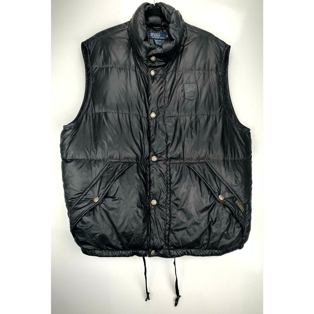 Vintage Polo by Ralph Lauren Down Puffer Vest Size XL Black RARE